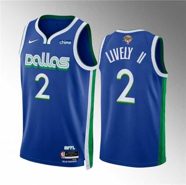 Mens Dallas Mavericks #2 Dereck Lively II Blue 2024 Finals City Edition Stitched Basketball Jersey Dzhi